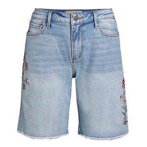 Driftwood Jill Floral Embroidered Denim Shorts Light Wash Size 27